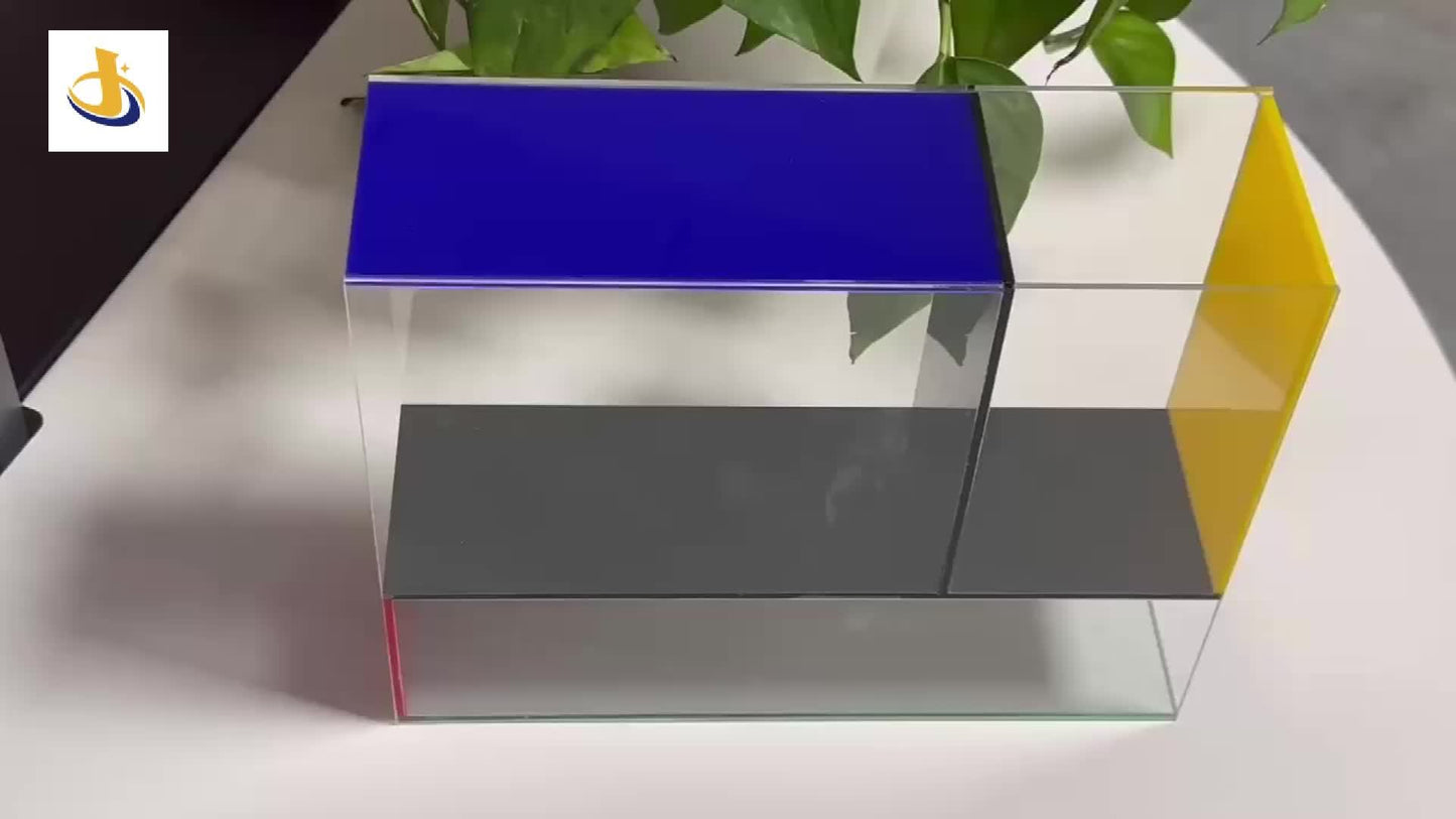 1pc, Mondrian Modern Acrylic Vase with Transparent, Red, Yellow And Blue Panels - Modern Art Decoration Suitable for Home Decor, Room Deco