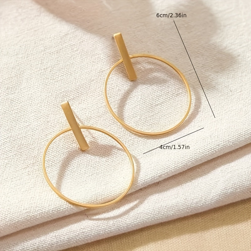 Plated Geometric Circle Drop Earrings Simple Style Jewelry For Women