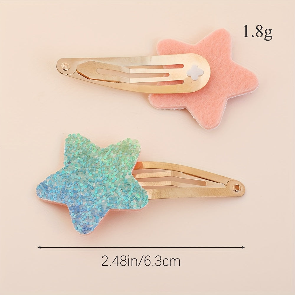 16-Pack Star Love Sequin Children's Bow Hair Clip Cute Girl Ponytail Hairpin BB Clips Baby Hair Accessories