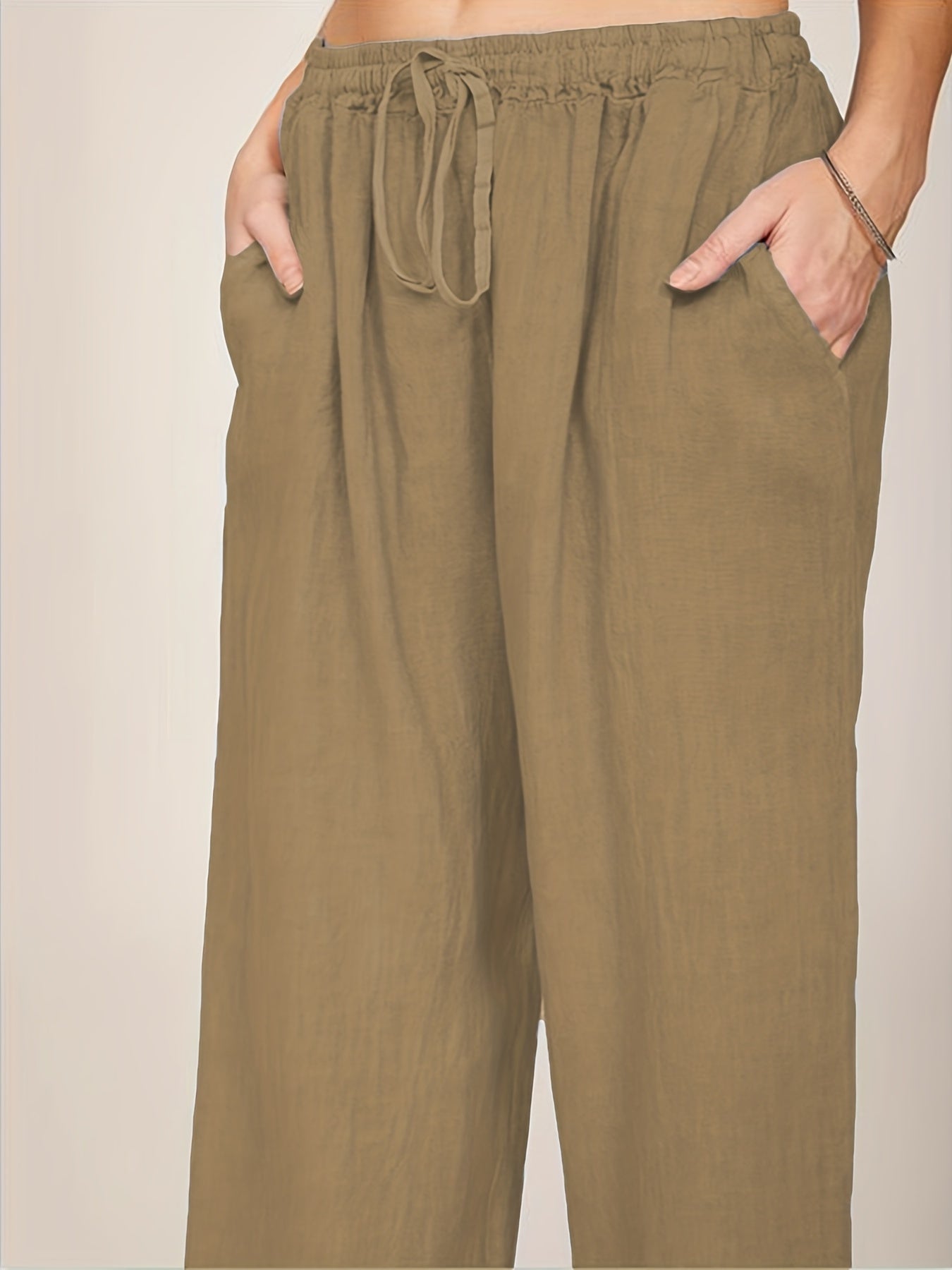 Drawstring Wide Leg Pants, Solid Loose Palazzo Pants, Casual Every Day Pants, Women's Clothing