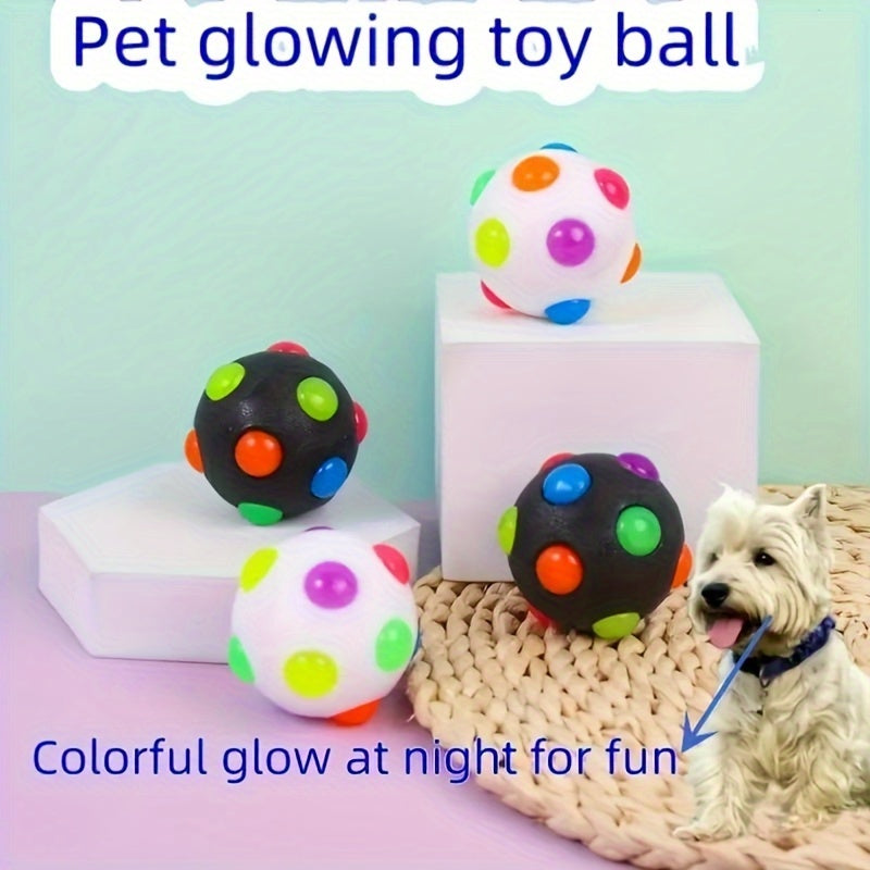 1pc Light Up Bouncy Ball Toy For Dogs, Glow Jumping Glow-in-the-Dark Bouncing Vibrating Bouncy Balls For Chasing And Playing Chewable Flashing Interactive Toys, Dogs' Favourite