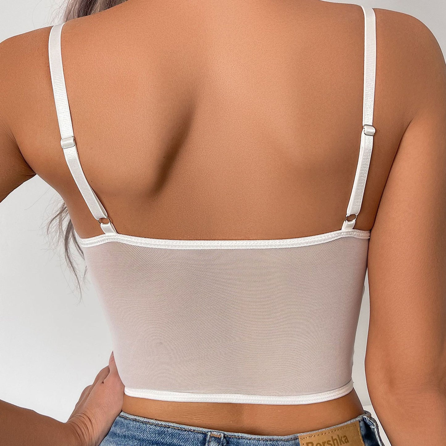 Cross-border Fashion New Arrival: European and American Style Lace-up Sheer Lace-trimmed Thin-cup Top, Fashionable Layering Piece for Both Inner and Outer Wear, Pure and Sensual Style Small Camisole Tank Top, Sexy Lingerie