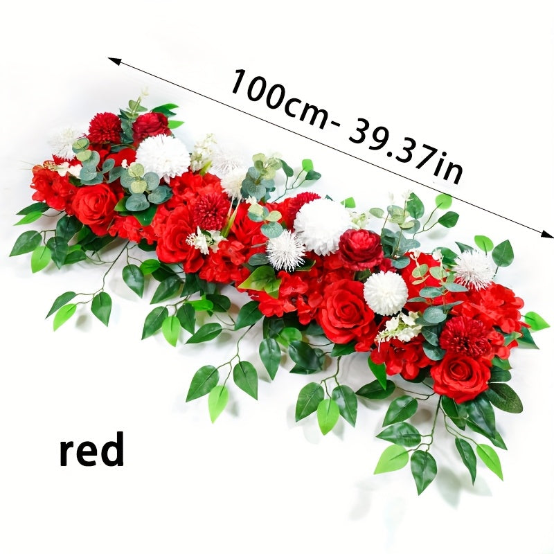 Artificial Peony & Rose Flower Garland Decor, Decor Floral Arrangement for Wedding Arch Background, DIY Wedding Wall Decor Supplies with Plastic Foliage, Party Event Decor