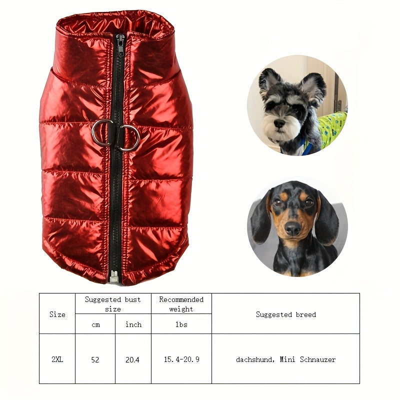 Reflective Waterproof Dog Jacket, Zippered Pet Coat with Belt Loops, 100% Polyester Woven Snow Suit for Small, Mini & Toy Breeds, Random Color