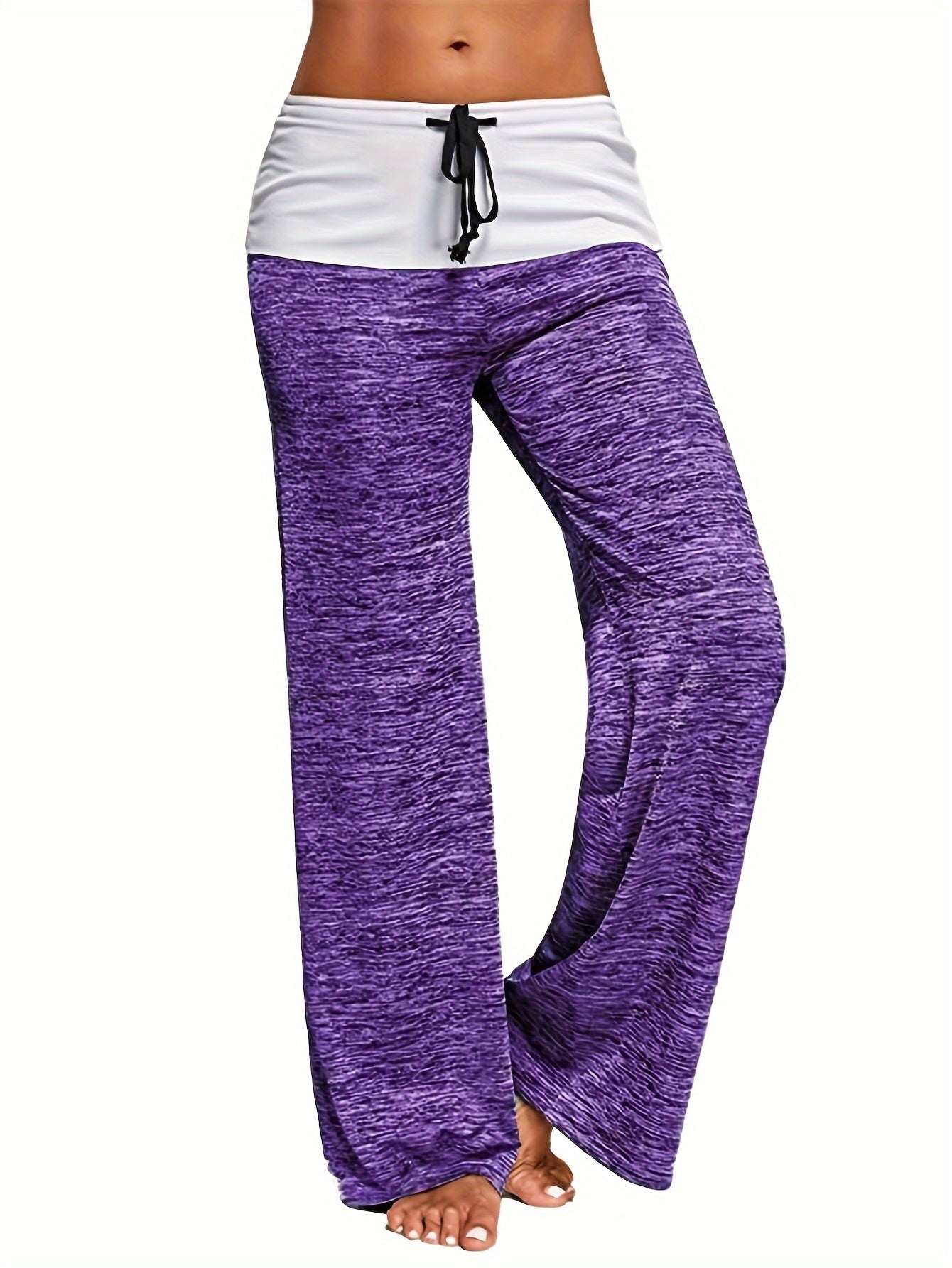 Wide Leg Elastic Yoga Pants, Loose Casual Drawstring Pants, Women's Clothing