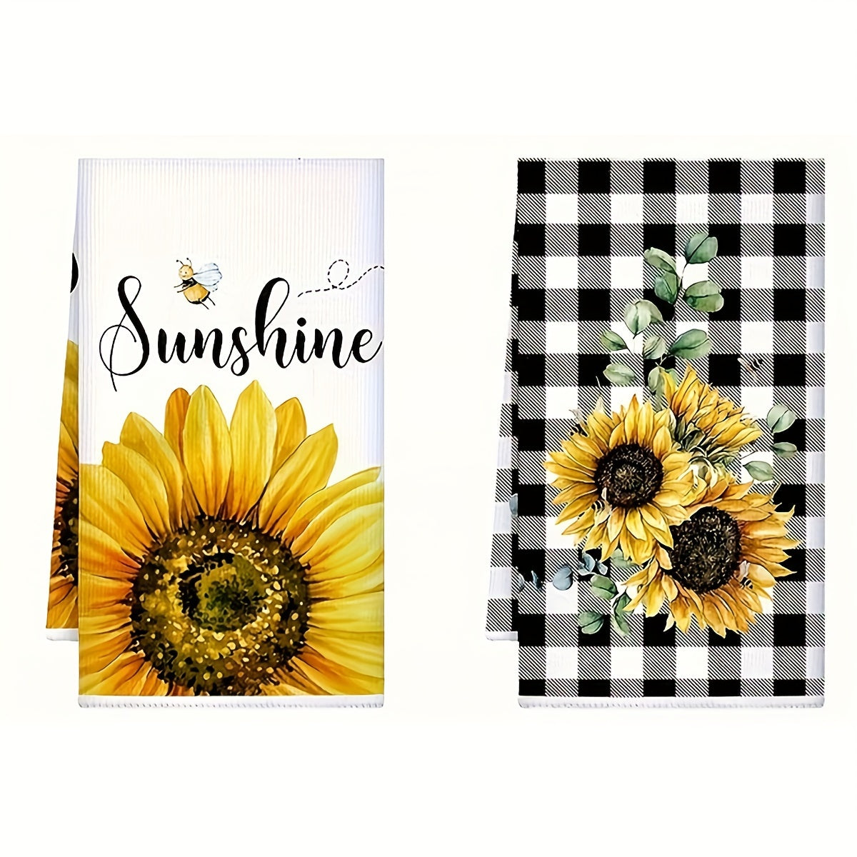 Sunflower-Themed Kitchen Towel Set (2/4 Pcs)
