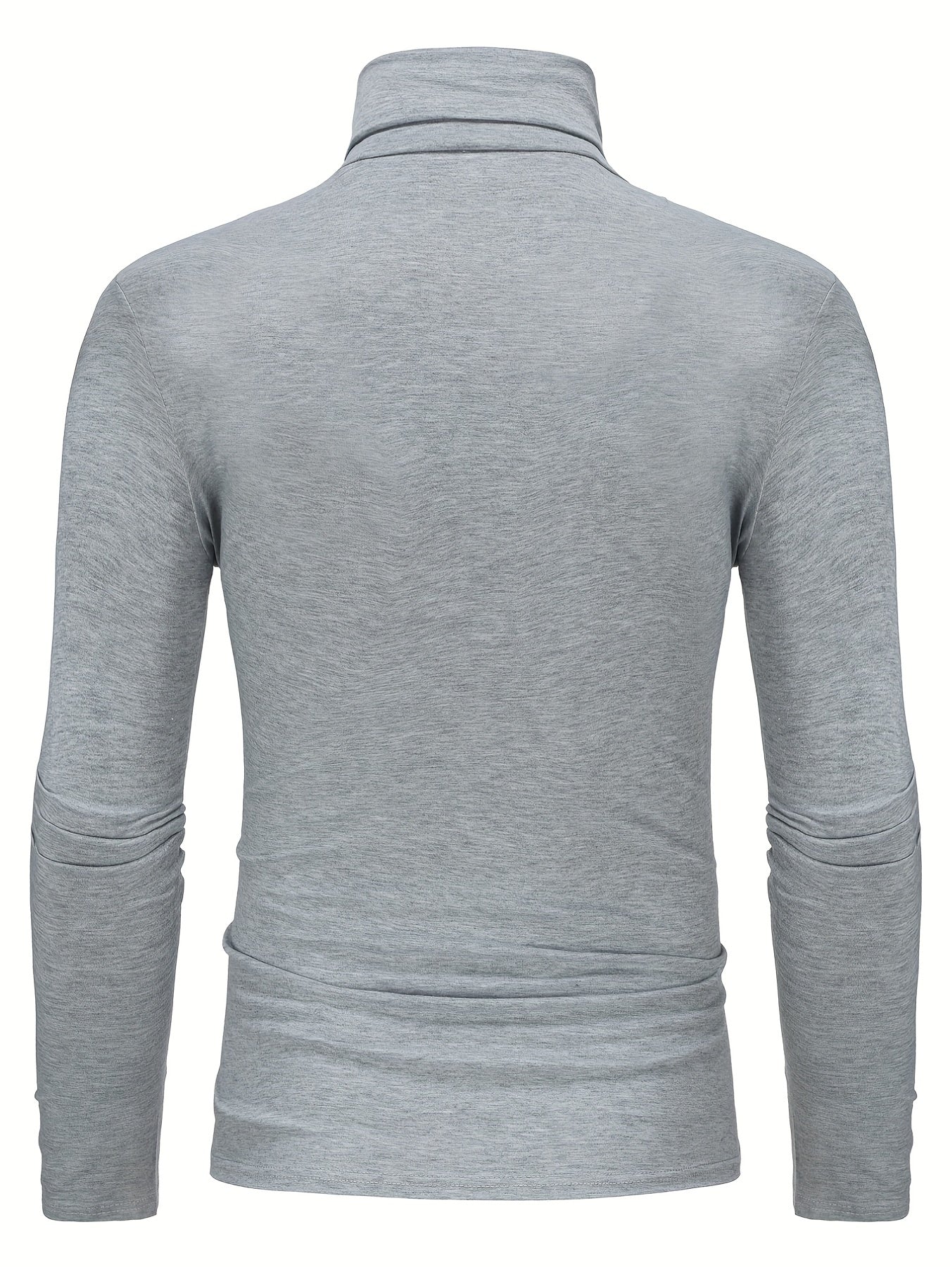 Fashionable White Base Layer Solid Color High Neck Men's Long Sleeve T-Shirt