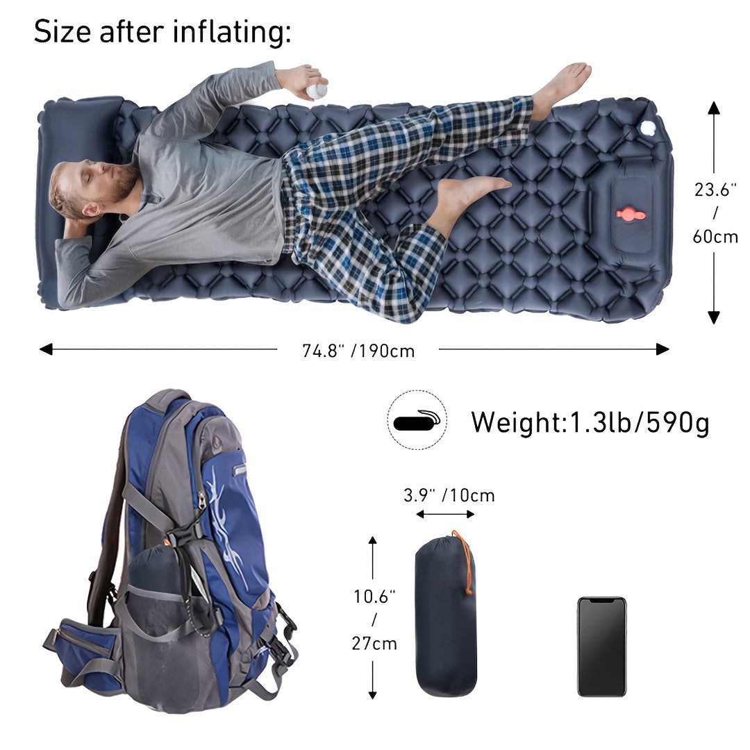 WESTTUNE 1 Person Ultralight Air Cushion | Outdoor Sleeping Pad, Travel Mat, Hiking Camping Inflatable inflatable sleeping pad with Pillows, Folding Bed, Nylon Material, Rectangle Shape, Includes Stuff Sack