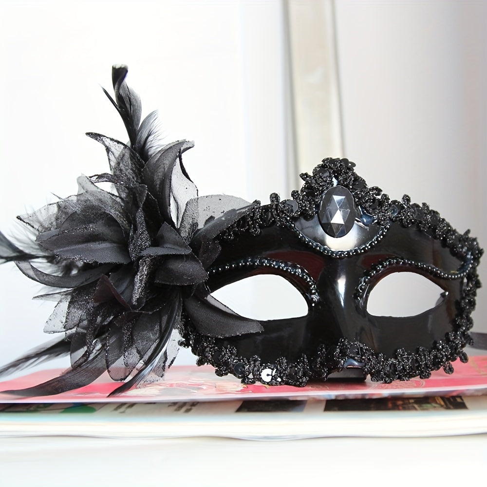 1pc Elegant Lily Flower Rhinestone Mask, Party Dress-Up Mask, Social Gathering Props