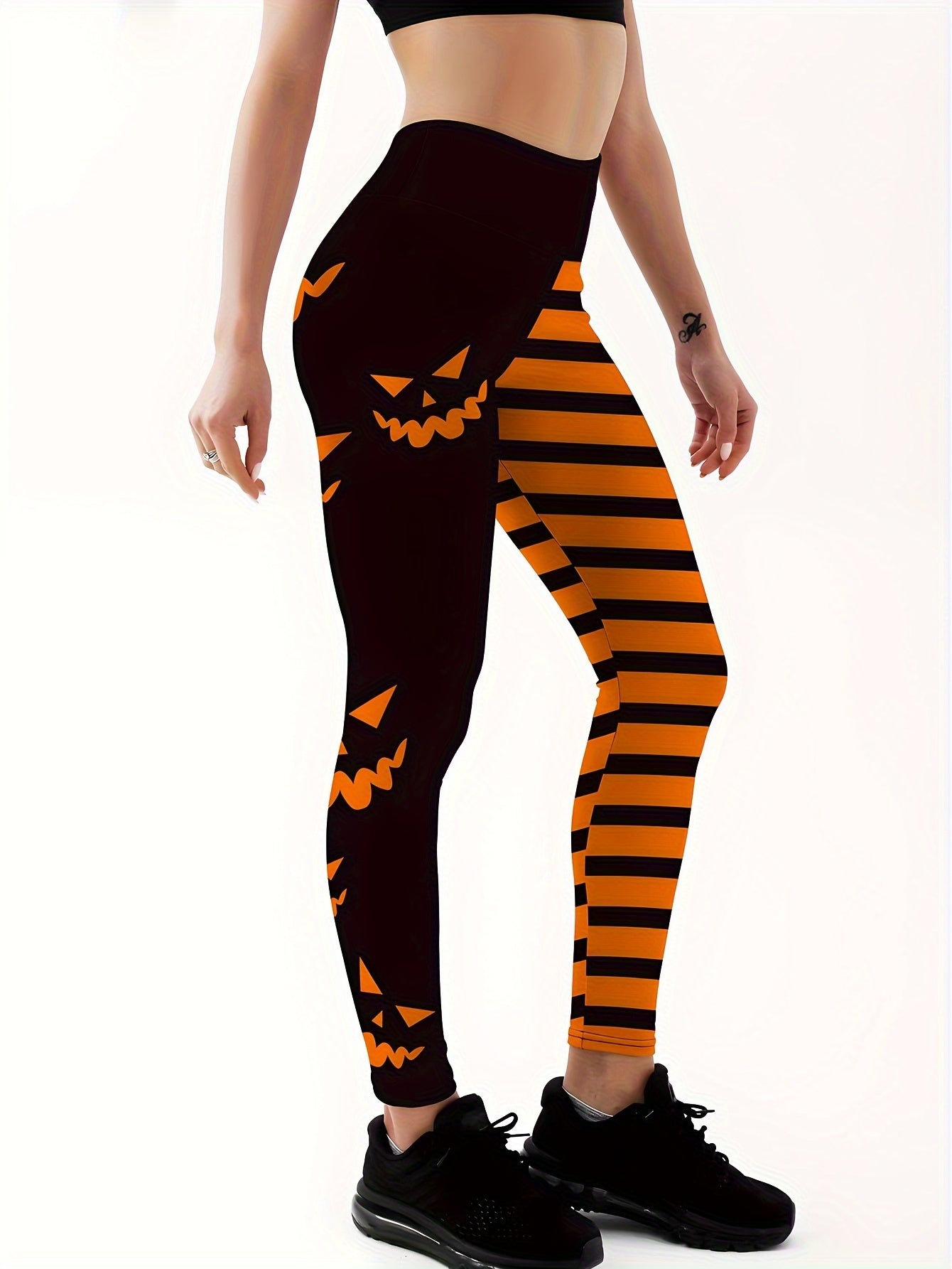 Flower Print High Waist Yoga Pants, High Stretch Running Fitness Workout Leggings, Women's Activewear