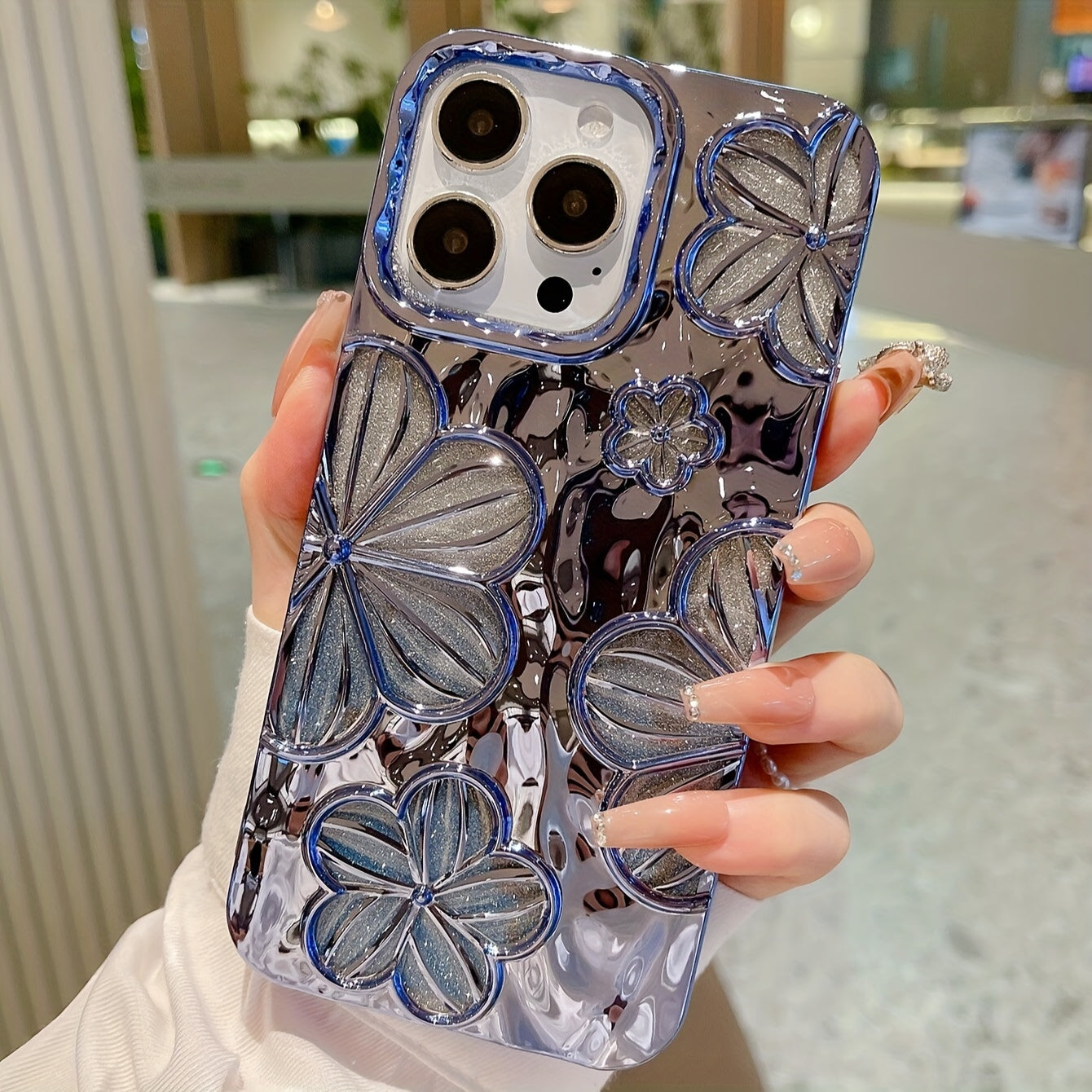 Shimmering Electroplating Retro Minimalist Personality Three-dimensional Oil Painting Flower TPU Dopamine Suitable For IPHone Models,.iPHone11, IPhone13ProMax, IPHone14proMax