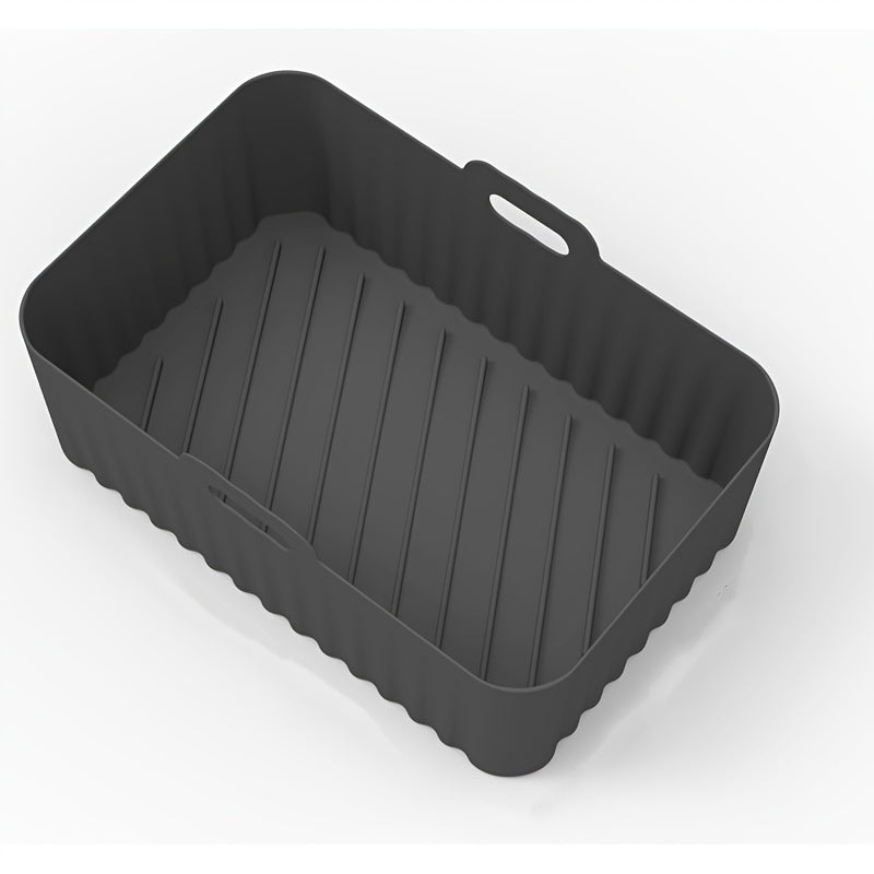 1/2pcs Square Air Fryer Silicone Pots - Reusable Non-Stick Baking Trays with Handles, High-Temp Resistant Oven & Air Fryer Liners, 19.48x12.7x6.99 cm, Easy Clean (Black/Red/Blue/Grey), Air Fryer Silicone Liners