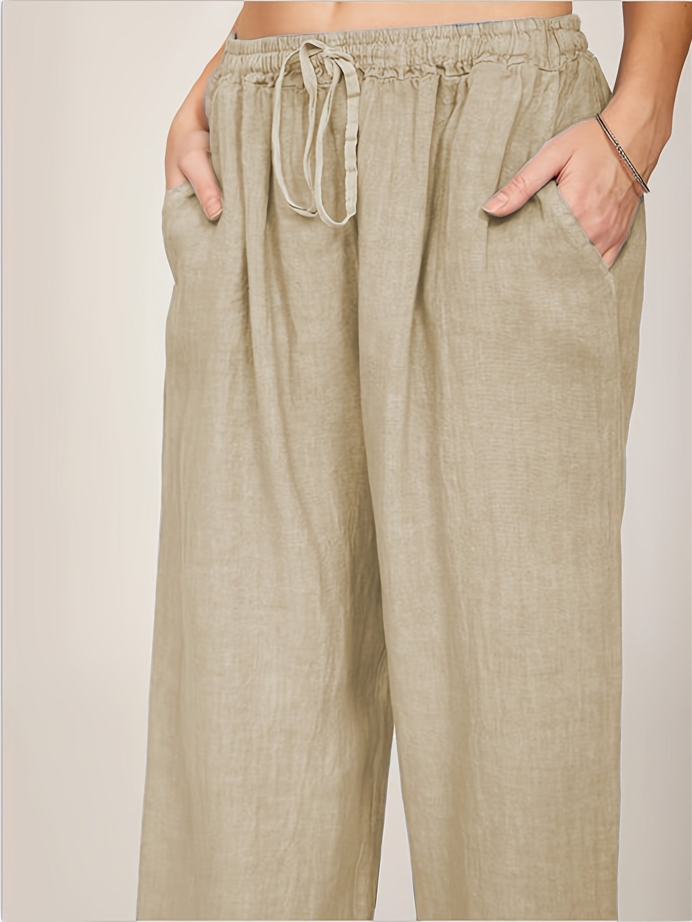 Drawstring Wide Leg Pants, Solid Loose Palazzo Pants, Casual Every Day Pants, Women's Clothing