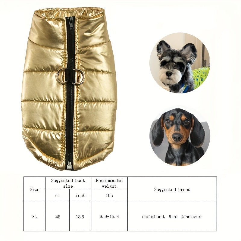 Reflective Waterproof Dog Jacket, Zippered Pet Coat with Belt Loops, 100% Polyester Woven Snow Suit for Small, Mini & Toy Breeds, Random Color