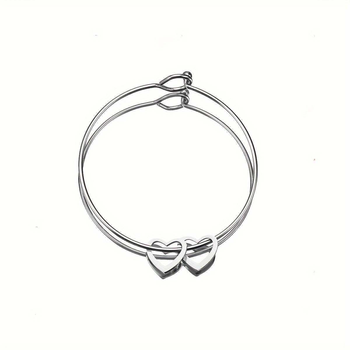 Customized Stainless Steel Bangle with Personalized Lettering - Adjustable, Engraved Family Names, Heart Charms, Meaningful Mothers Day Gift, Durable Fashion Jewelry