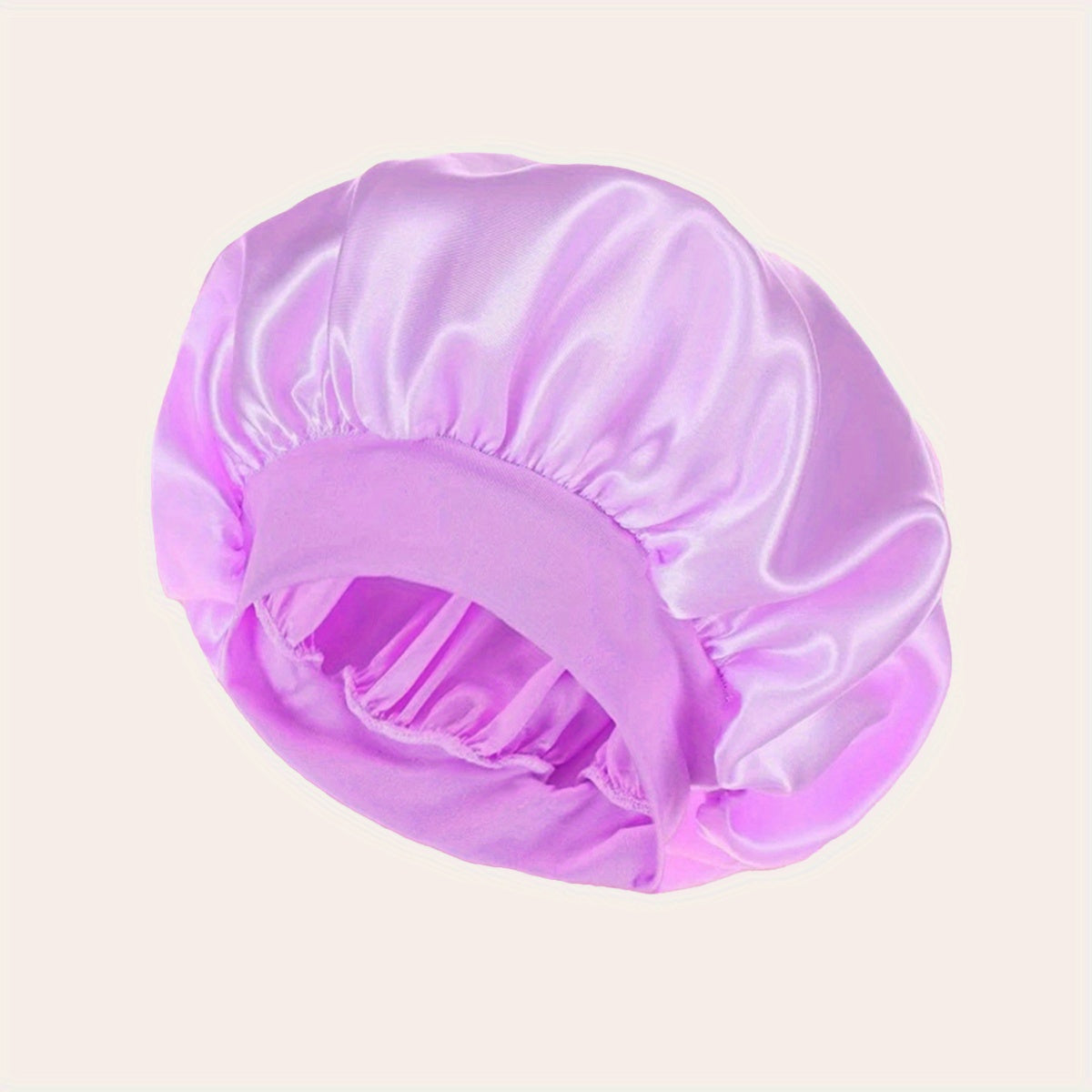2023 New Women'S Fashion Hair Bonnet - Wide Brim Elastic Sleep Cap for Curly Straight Hair, Pink Fluffy Polyester Bath Hat with Ruffled Edges, Oil-Free Dry Hair Cover for Sleep & Relaxation, Hair Bonnet for Sleeping, Comforta