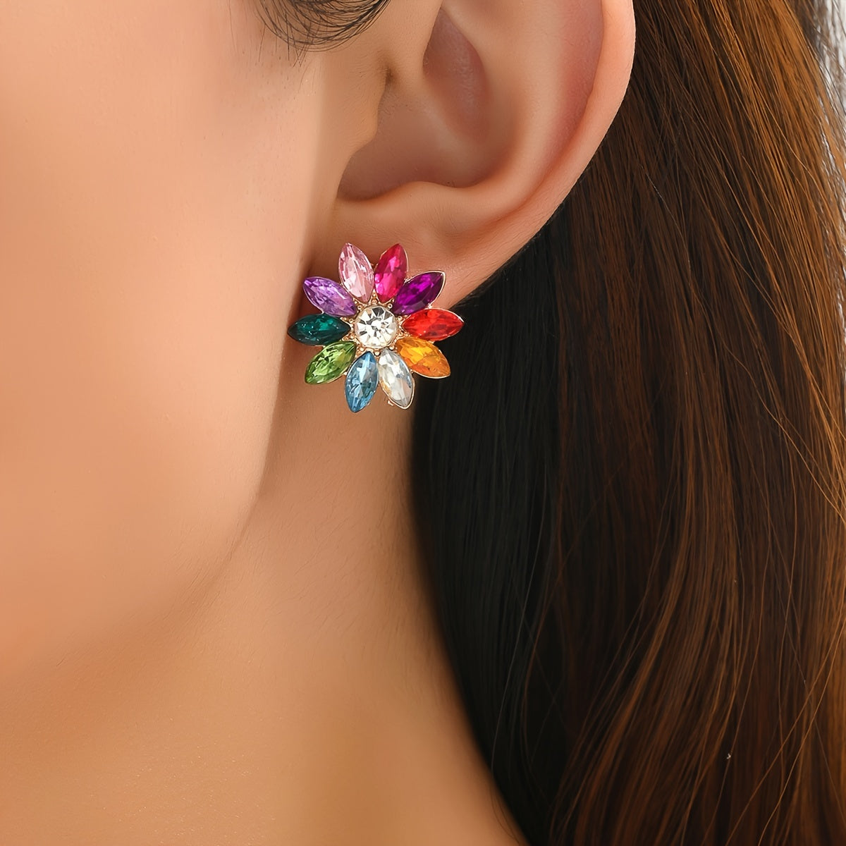 Vibrant Enchanting Flower Stud Earrings - Hypoallergenic & Lightweight - Perfect for Summer Parties, Proms, Weddings - Designed for Women