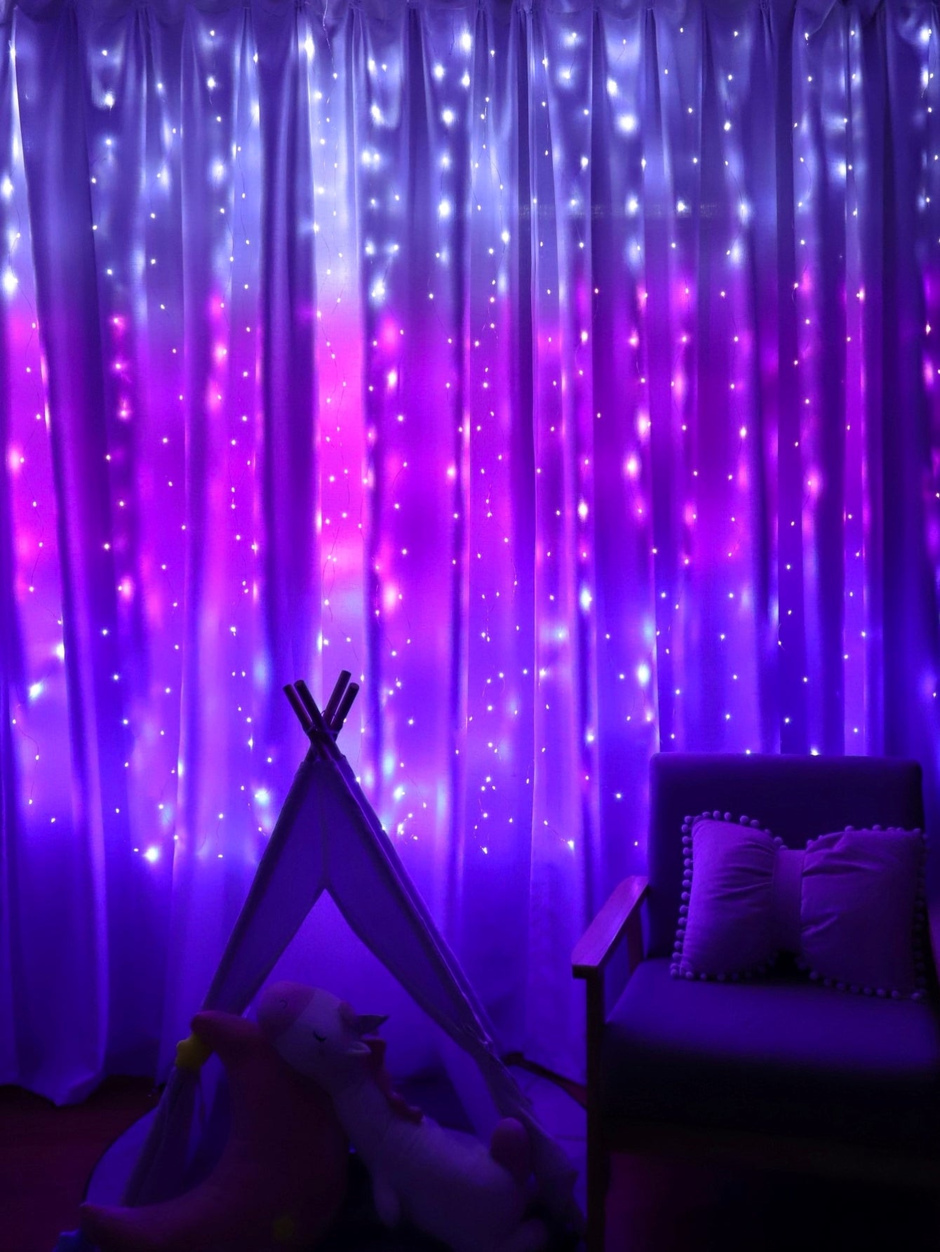 1pc, 200 LED Curtain Lights 199.95cm, Hanging Window Lights, Fairy Lights, Bedroom Decor, Indoor Decor, Christmas Holiday Party Supplies, Party Decor, Festival Decor Not Include Batteries, Halloween