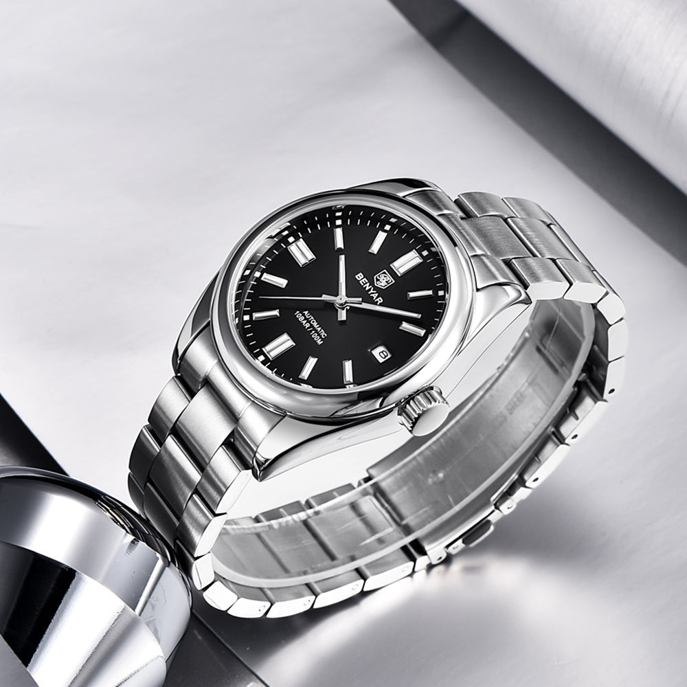 1pc Waterproof Stainless Steel BENYAR Men's Mechanical Sports Diving Wristwatches for Men