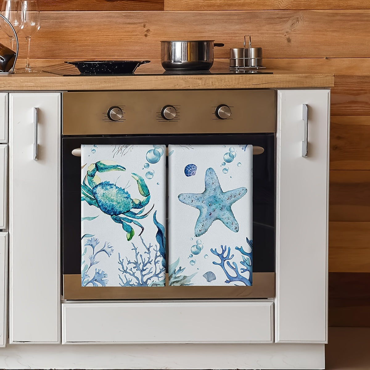 6-Piece Beach Ocean Kitchen Towel Set - Ultra-Absorbent, Super-Soft, and Perfect for Kitchen Decor - Vibrant Turtle Design, Ocean-Inspired Animal Theme, Ideal for Hand Drying and Wiping Down Surfaces, 45 x 70 cm