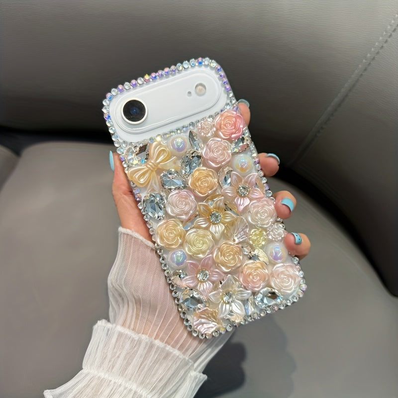 Phone Case - Fashionable And Luxurious Colorful Resin Flower Phone Case with Rhinestones And Pearls, Suitable for Iphone 17 Pro Max/16 Plus/Xr/7G, Designed to Prevent Drops