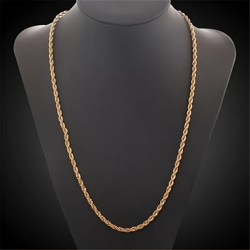 Golden Twist Rope Necklace For Men & Women