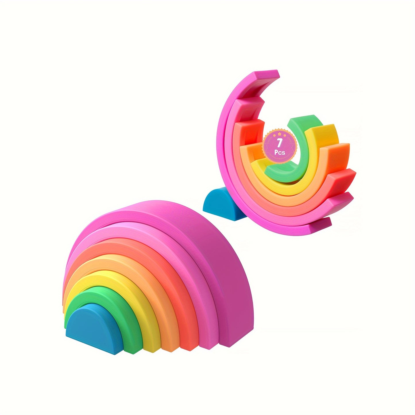 Rainbow Stacker Shape Puzzle , 7pcs Rainbow Nesting Puzzle , Educational Sensory Toy , Kids And Toddler Stacking Toy , Building Blocks Baby , Nontoxic Material , Early Learners