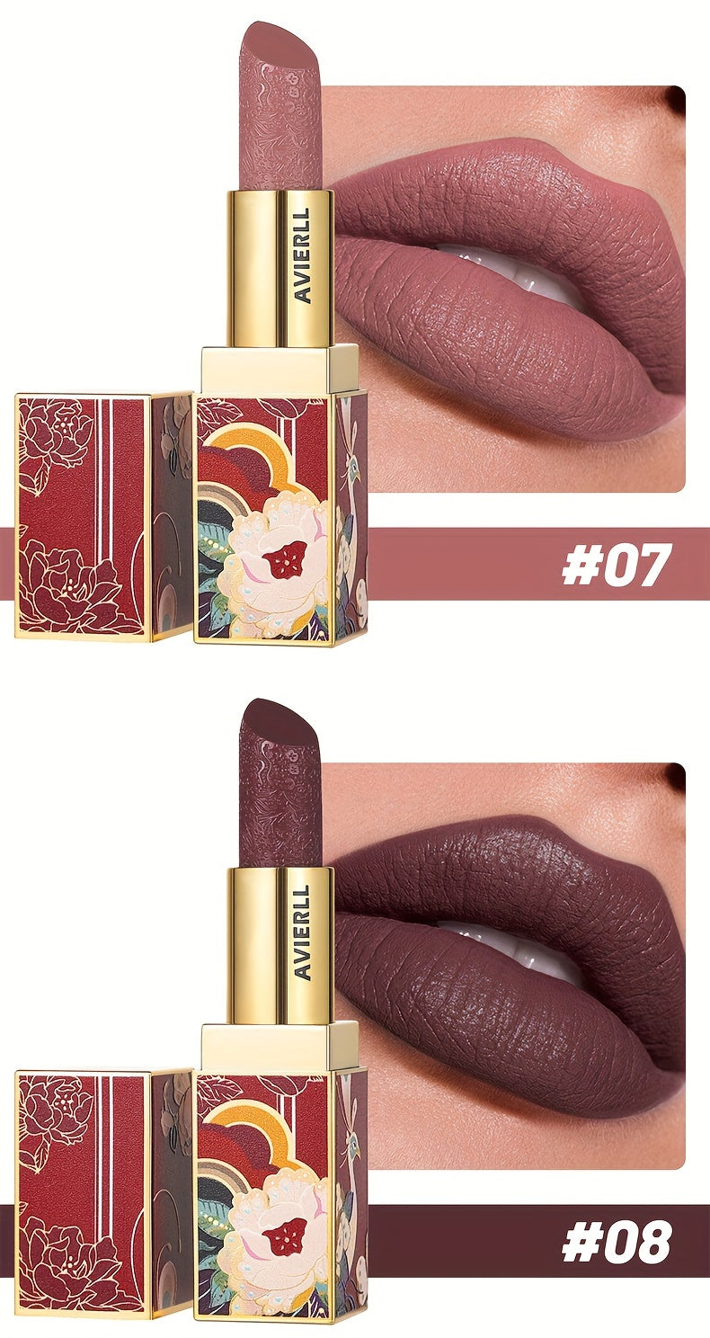 Exquisite Matte Velvet Lipstick Set - Moisturizing, Non-Sticky, Smudge-Proof, Waterproof, Lipstick - Perfect Festival Gift For Women - Chinese Traditional Printed Valentine's Day Gifts, Lunar New Year Gifts