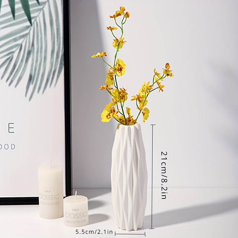 Minimalist Nordic-Style Plastic Vase - Durable, Rectangular Design for Living Room Decor