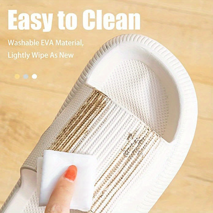 Women'S Solid Color EVA Slippers, Open Toe Slip-On Sandals with Strappy Back, Flat Heel Indoor Home Slippers, Ultra-Soft Comfort Footwear