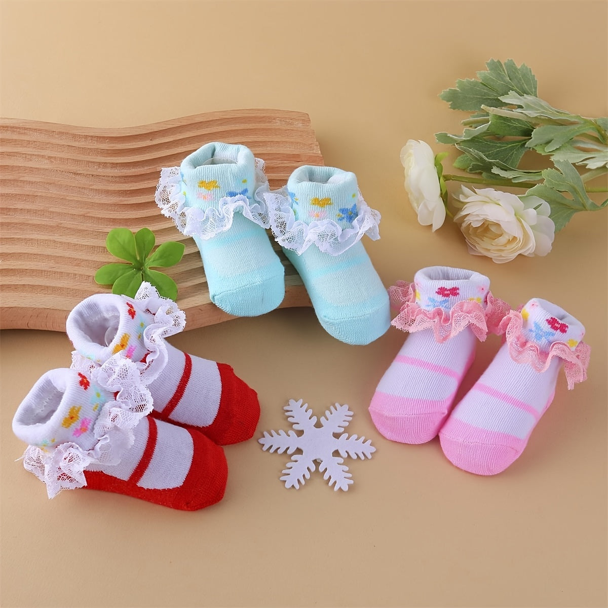 6 Pairs Multicolor Ruffle Socks | Princess Dress Little Girl Big Ruffle Socks for Newborn/Baby/Toddler/Little Girl, Polyester, All-Season, Knit Fabric