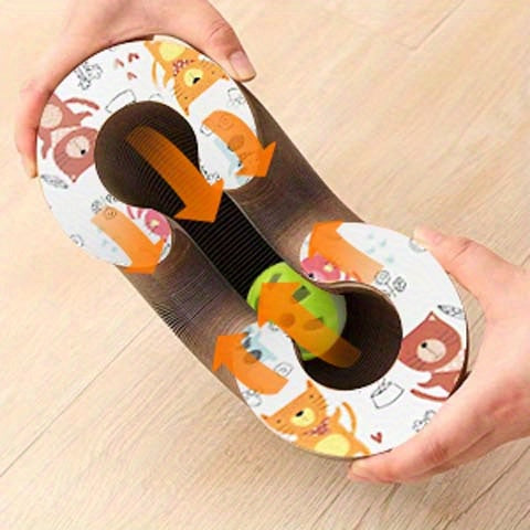 Foldable Cat Scratch Board Toy With Bell Ball And Glass Ball, Durable And Reusable Cat Scratching Pad Cat Claw Grinding Toy