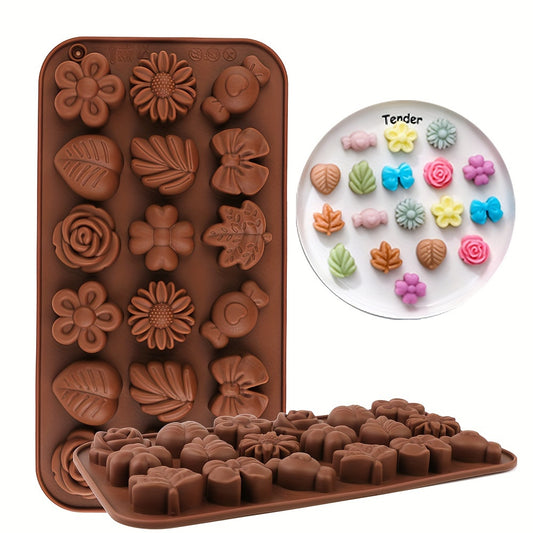 18-Cavity Silicone Chocolate Mold - Flower Shaped, BPA-Free for DIY Candy & Baking - Perfect for Weddings, Holidays & Parties
