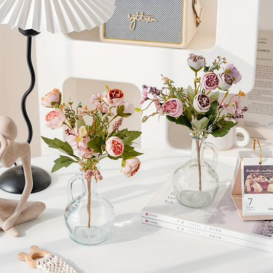 1/3pcs Simulation Peony Bouquet Plastic Flower Birthday Party Decorative Ornaments Home Living Room Bedroom Vase Decoration Outdoor Garden Window Sill Decoration Bouquet Wedding Bride Hand Bouquet Multiple Colors