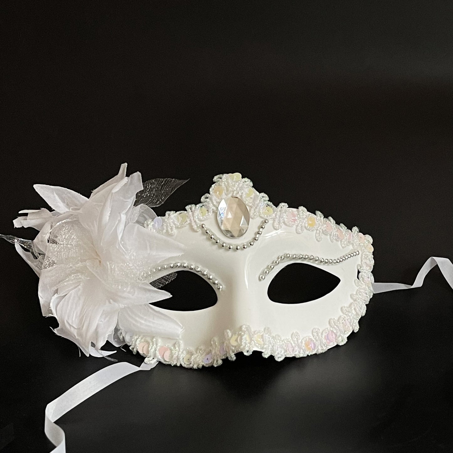 1pc Elegant Lily Flower Rhinestone Mask, Party Dress-Up Mask, Social Gathering Props