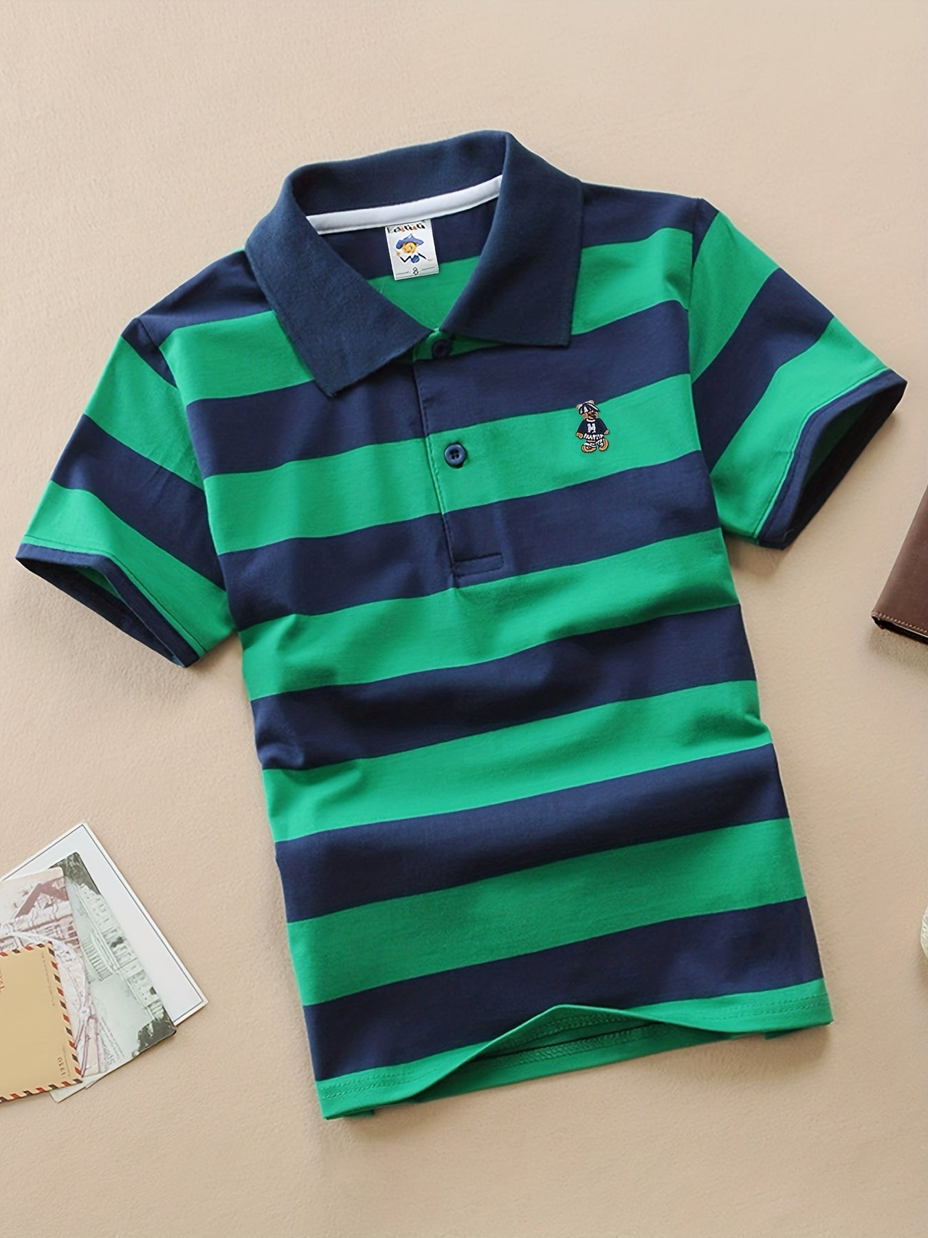 Vibrant Striped Polo T-shirt for Kids - Soft Cotton, Short Sleeve, Casual, Trendy, Perfect for Summer Holiday Party - Boys' Fun Clothing