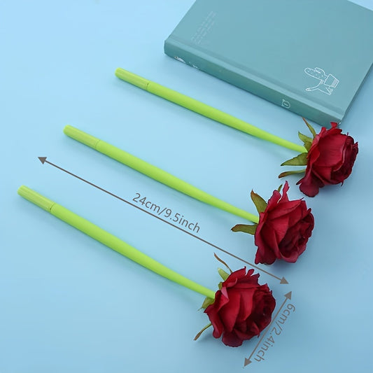 1pc Red Rose Silicone Craft Pen Valentine's Day Flower Gel Pen