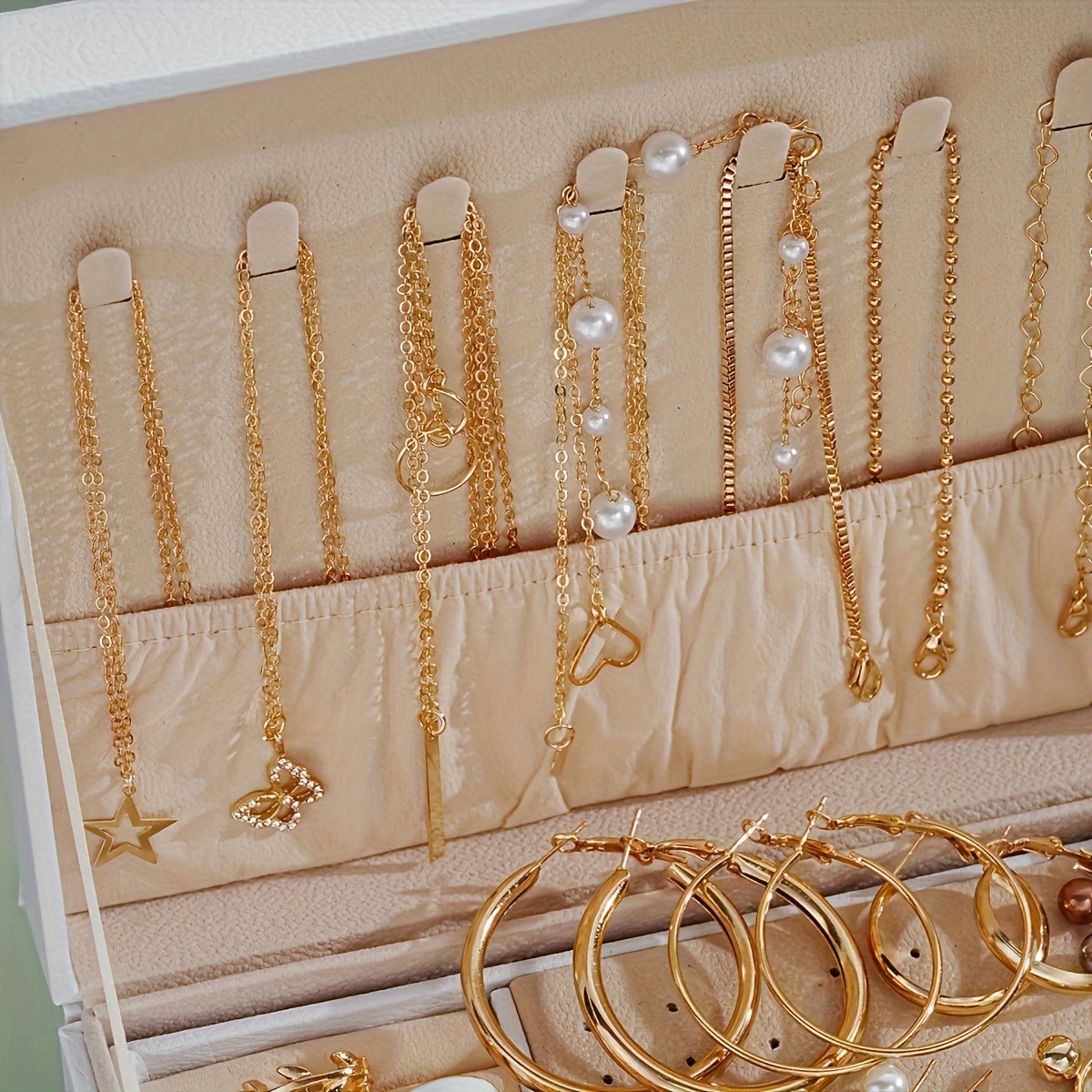 86pcs Women'S Jewelry Set | Retro Elegance with Imitation Pearl Flower, Geometric Line Rings, Large C-shaped Earrings, Butterfly, Five-pointed Star, Heart Circular Pendant Necklace - Perfect for Daily Outfits and Festival Gif