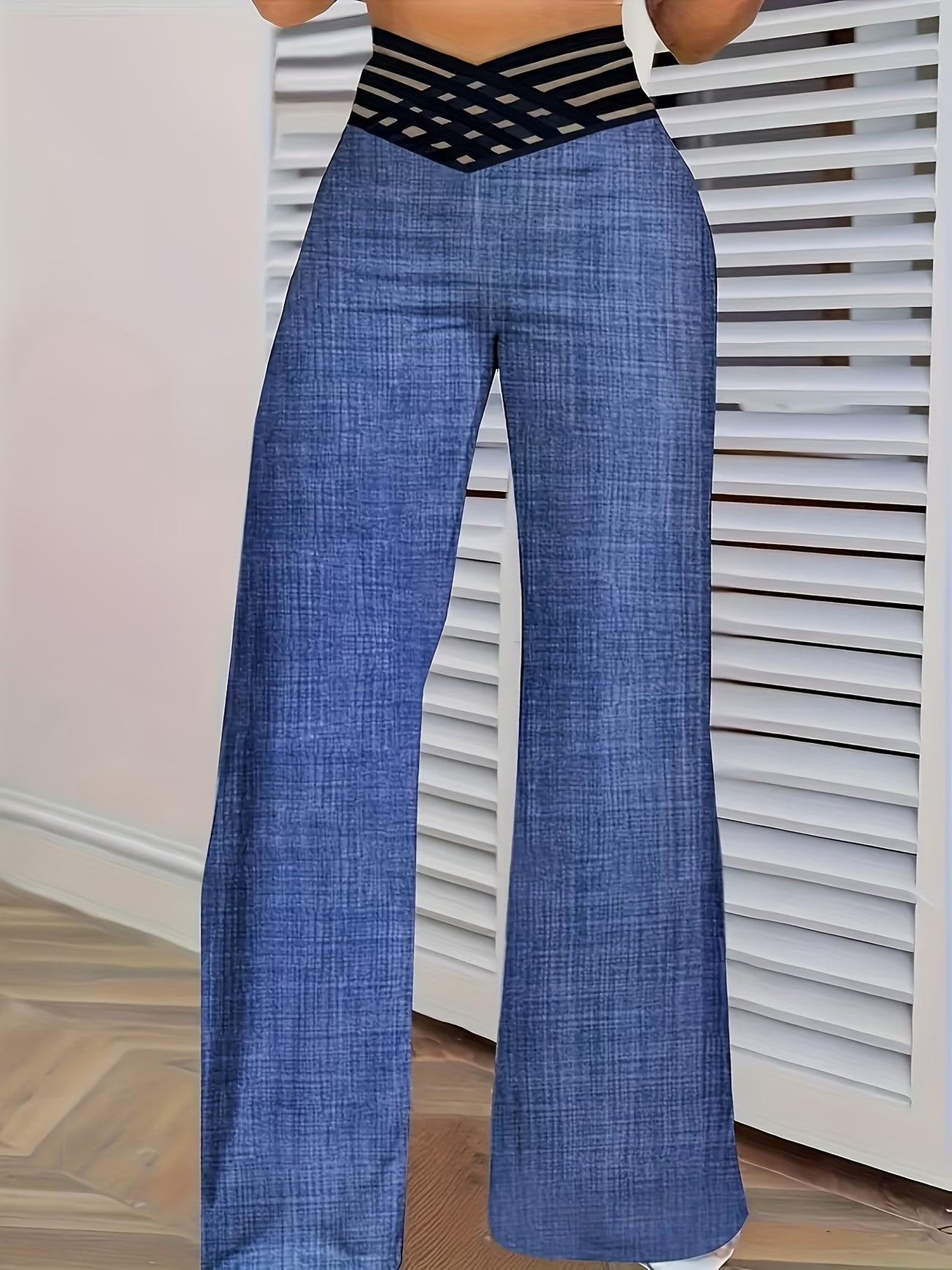Women's Elegant Loose Wide-Leg Pants with Cross Waist