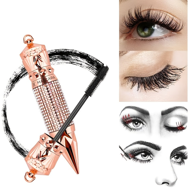 Luxe Curl & Lift Mascara: Waterproof, Smudge-Proof for Thick, Elongated Lashes – Rhinestone Edition, Black