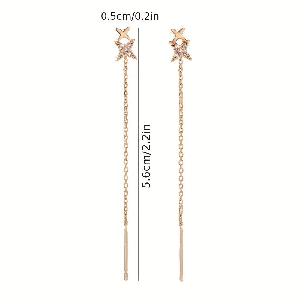 Elegant Drop Earrings Inlaid Shiny Zircon Pendant Minimalist Earrings For Women