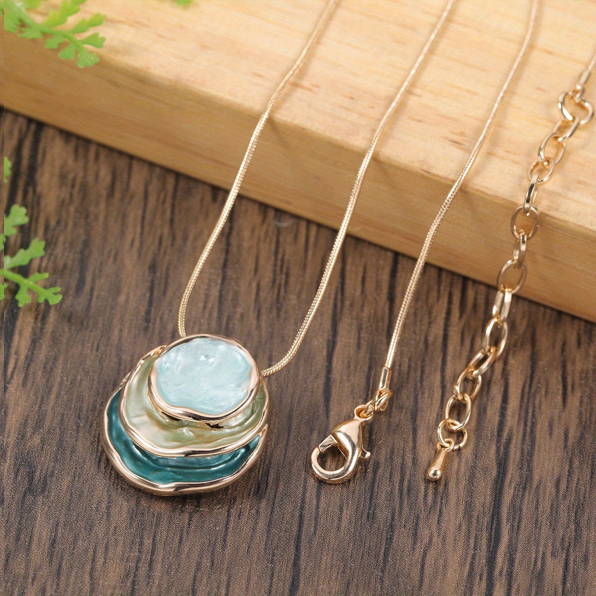 1pc Elegant Blue Enamel Pendant Necklace for Men - Zinc Alloy with Golden Accents, Twisted Rope Chain Design, Sophisticated Accessory for Formal or Casual Attire