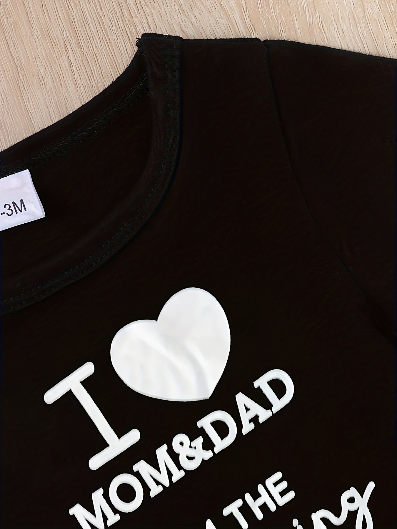 Baby Boys And Girls Casual "I Love My Mom & Dad" Printed Short Sleeve Romper, Cute Comfy Outdoor Jumpsuit Clothes