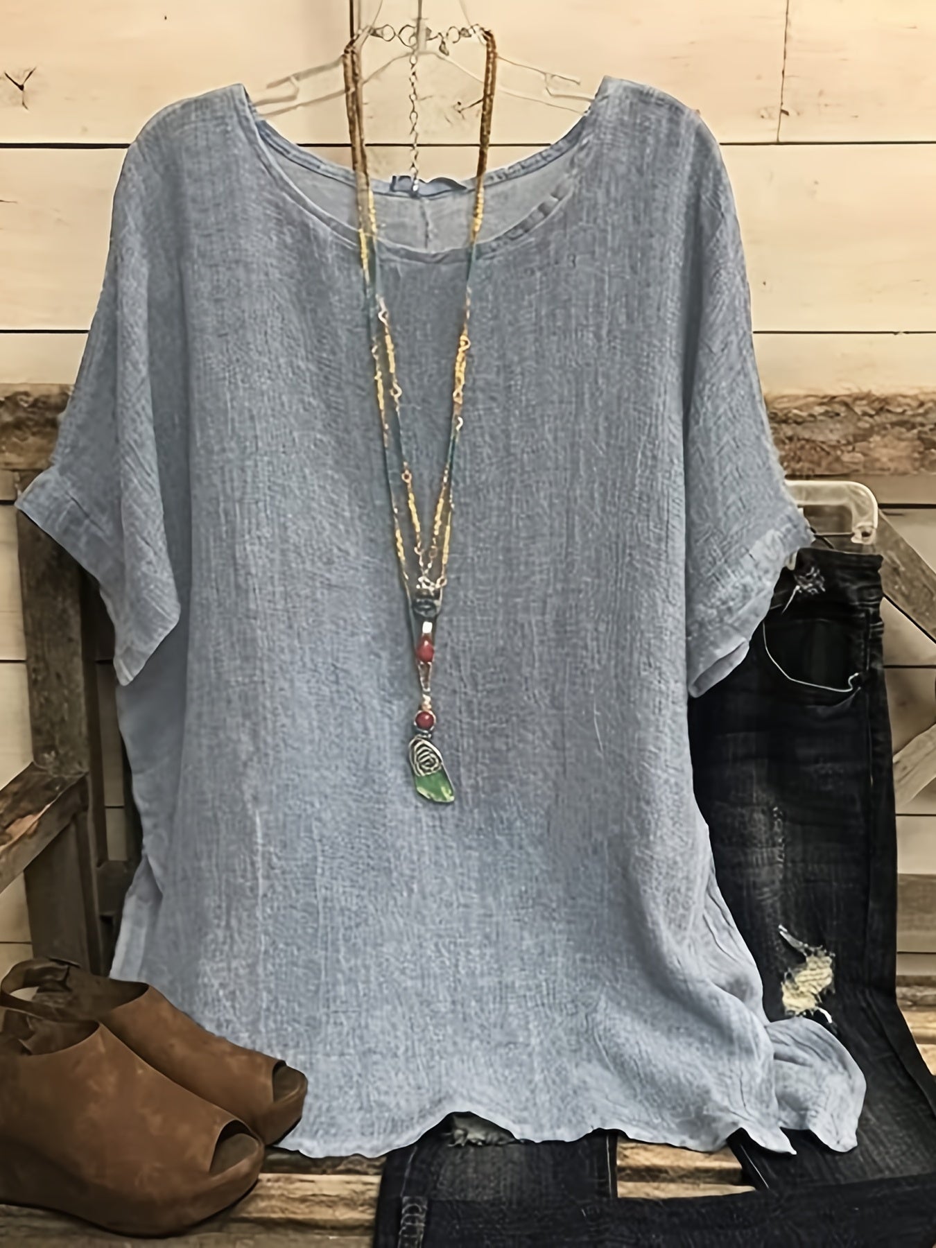 Plus Size Casual Short Sleeve T-Shirt - Lightweight Semi-Sheer Round Neck Top, Machine Washable Non-Stretch Fabric for Spring Summer Fall, Versatile Layering Essential