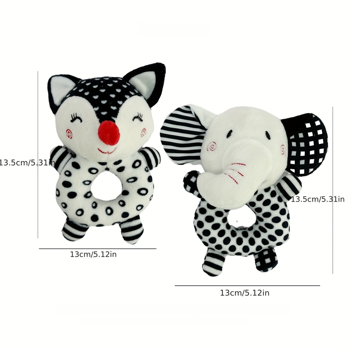 [Gift Ready, Baby Rattle] Black and White Baby Rattle Toy | Soft Texture, Polyester Fiber, Colorful Yarn Ball, Hand Grip Stick, Perfect Gift for Youngsters