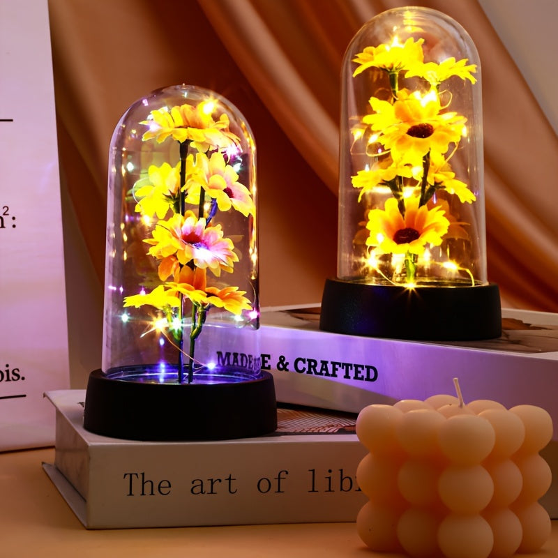 1pc Simulated Sunflower Decorative Night Light, Valentine's Day, Mother's Day, Anniversary, Weddings Gifts, Desktop, Bedside/Wall Cabinet Flower Decorative Light