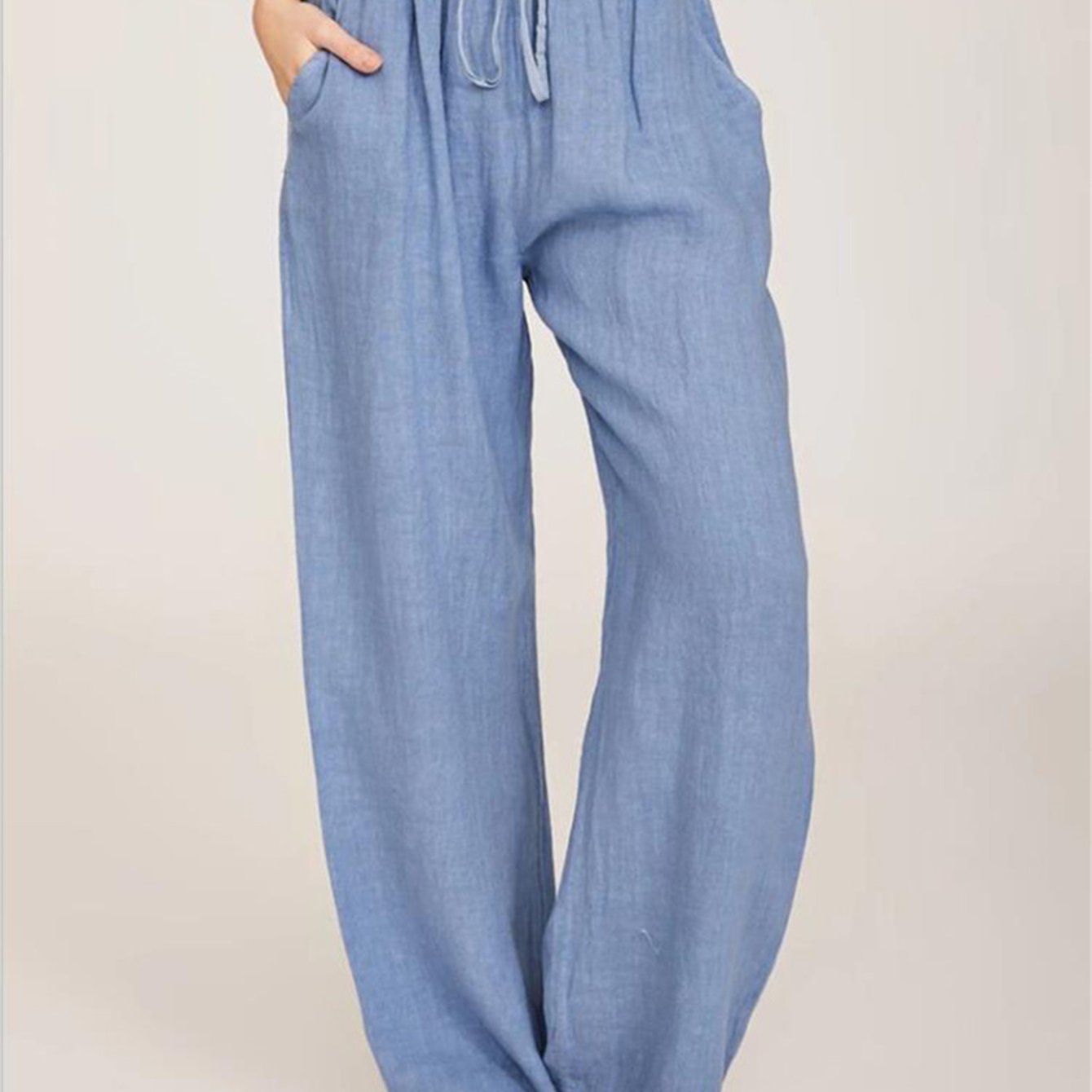 Drawstring Wide Leg Pants, Solid Loose Palazzo Pants, Casual Every Day Pants, Women's Clothing