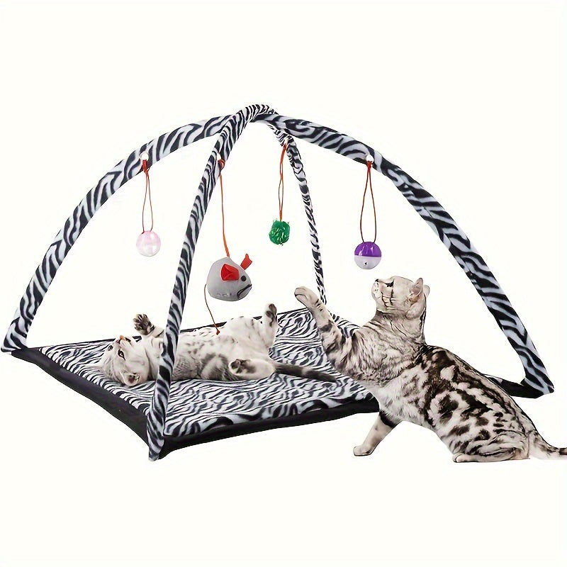 Interactive Cat Toy Rocking Activity Mat Swing Playing Station With Sisal Scratching Area, Hanging Toy, Rolling Ball For Cats And Kittens