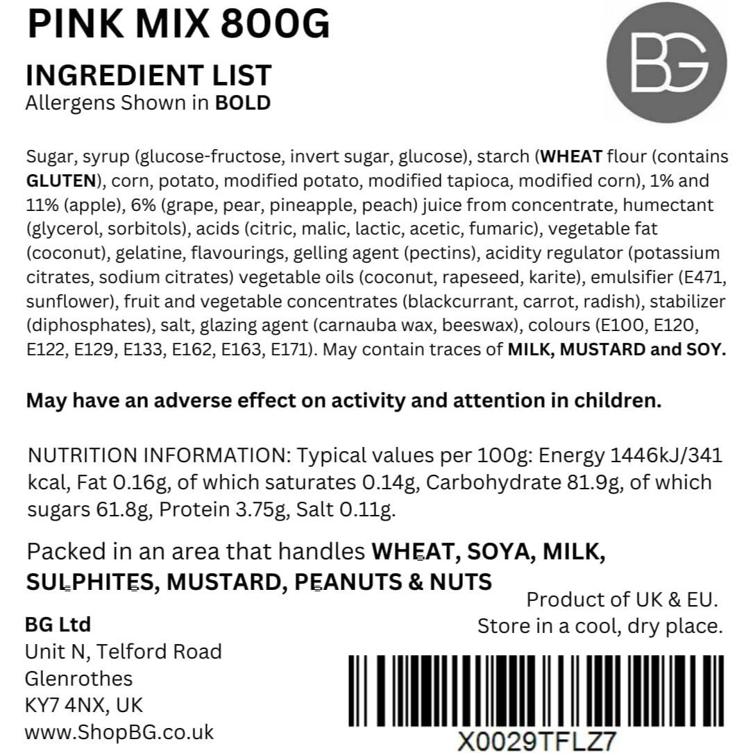 BG 800g Pick & Mix Sweets - Quality Large Retro Candy Sweeties Fresh Assortment, Fizzy, Jelly, Non-Fizzy, Gluten Free, Mixed 800g - Choose Your Pouch