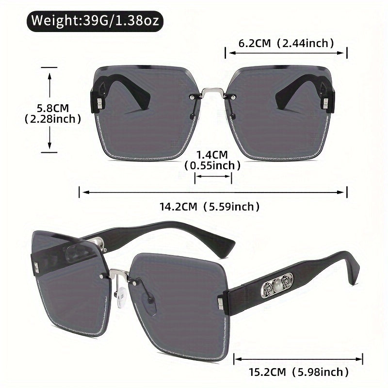 [Fashion Eyeglasses] LINFEMAND Fashion Eyeglasses | Pearl Flower Decoration, PC Polycarbonate Lens, Plastic Frame, with Case - for Men, Women, Summer, Festival Gift, Daily Wear